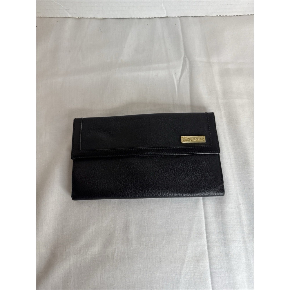 HCL Monogram Vintage Handcrafted Leather Black Clutch Wallet/Hand 7.25X4.25X8.25